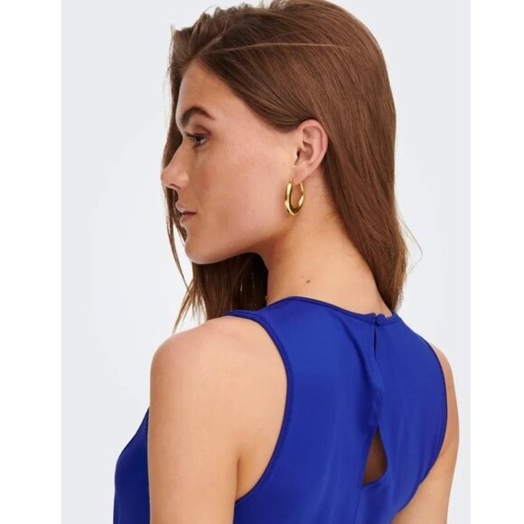 ONLY Pleated Bodycon Midi Dress Blue Size M - Picture 5 of 9